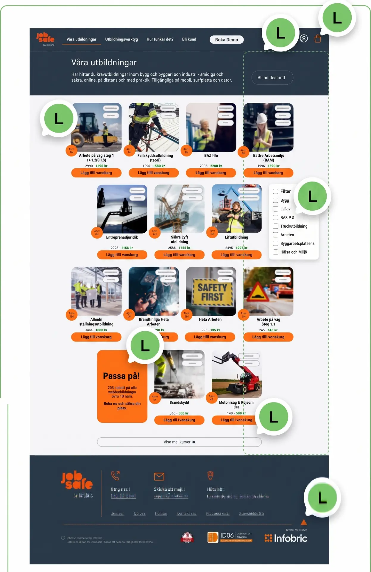 Proposed Jobsafe listing page, full-length mockup