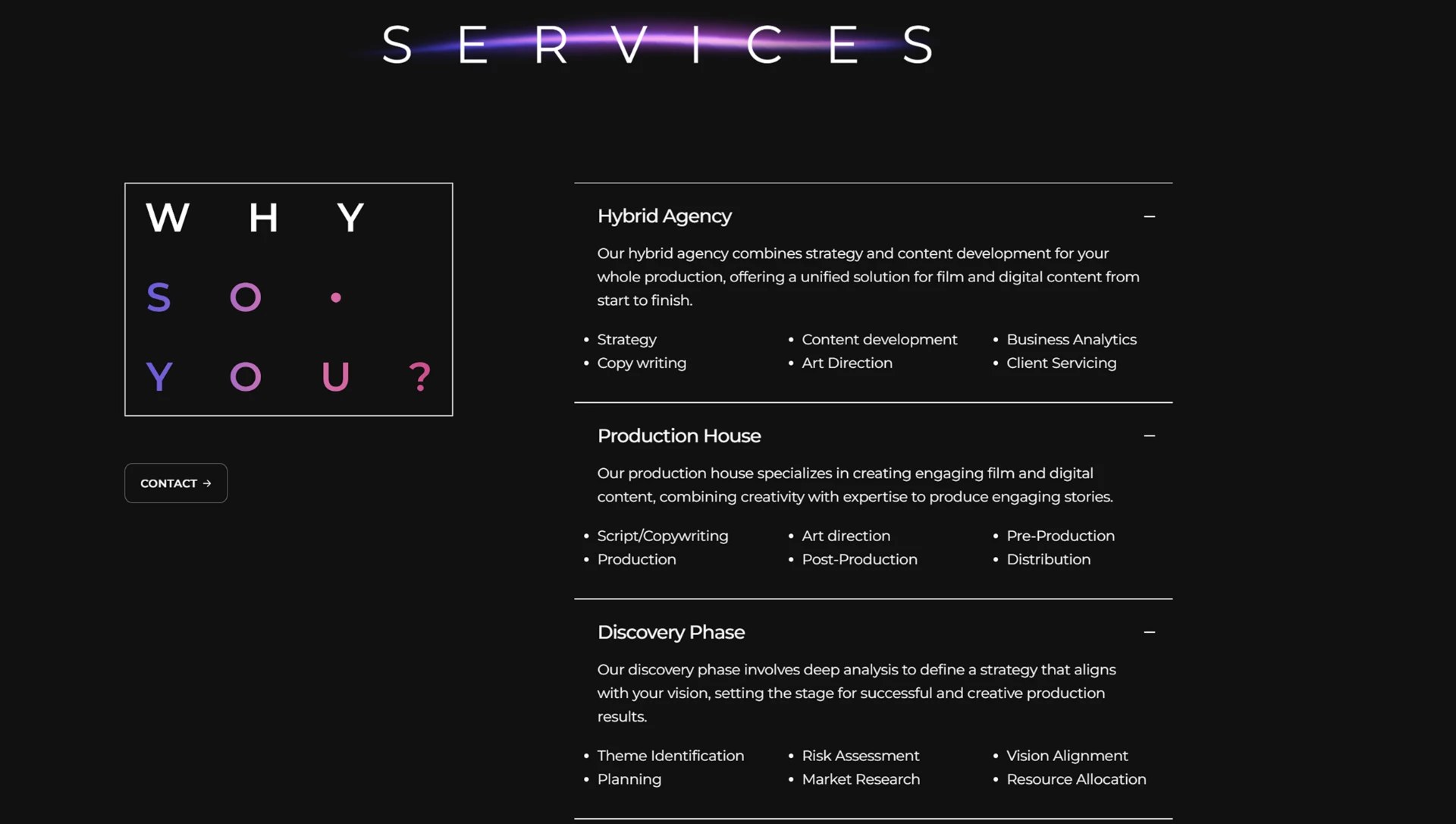 So You Services and Why So You sections